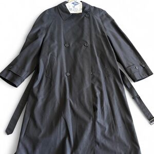 Men’s Kasper Trench Coat Black Belted 
Classic Preppy Lined Zip Buttons R44